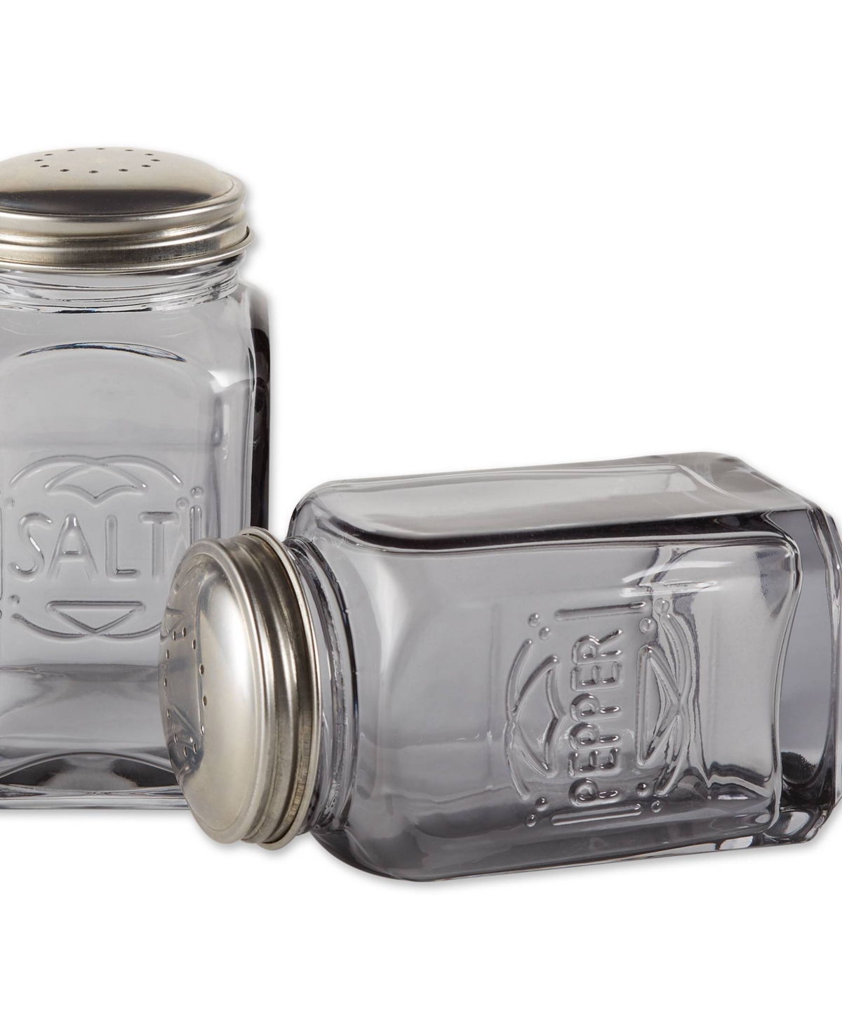 Rsvp International Retro Glass Amber 2 Piece 8 Ounce Retro Style Salt Pepper Set In Gray