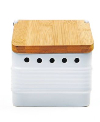 Stoneware 5x4x5" White Garlic Keeper - White 5x4x5"