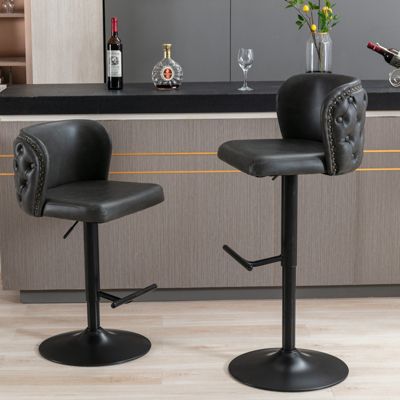 Set of 2 Modern Adjustable Swivel Bar Stools