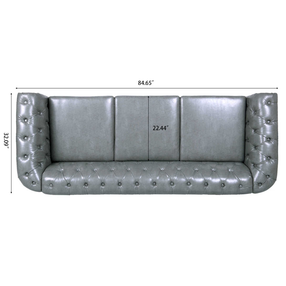 Streamdale Furniture 84.65" Rolled Arm Chesterfield 3 Seater Sofa