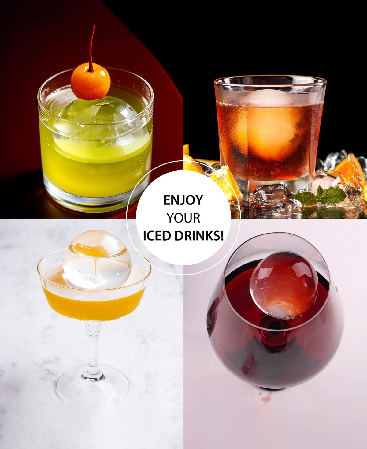 4-Cavity Clear Ice Ball Maker with Insulated Bucket, Bpa-Free Silicone Tray