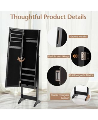 Mirrored Standing Jewelry Cabinet Storage Box