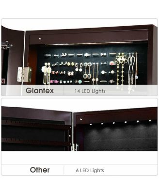 14 LED Jewelry Armoire Cabinet with Full Length Mirror and 4 Tilting Angles