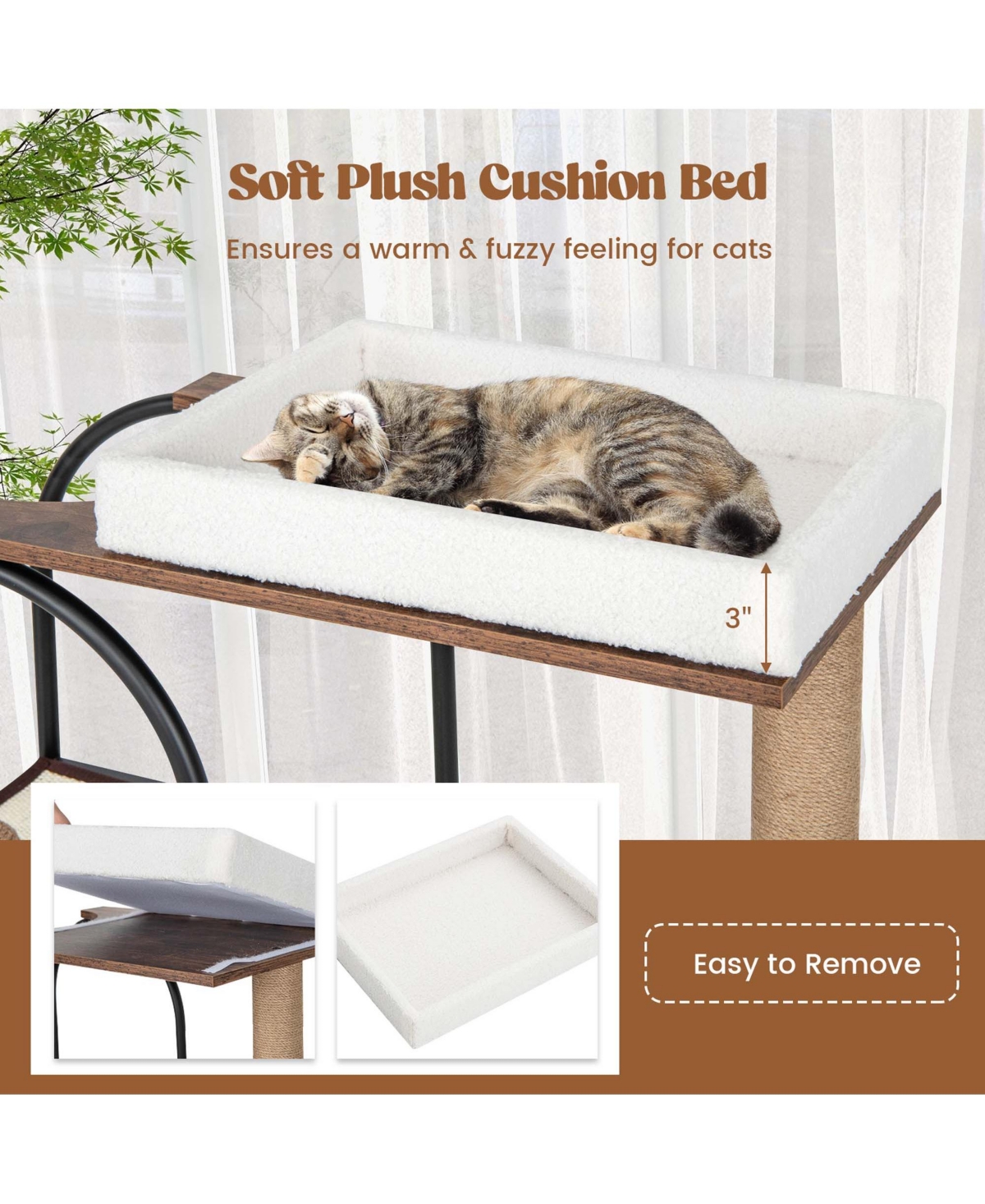 Costway Large Cat Tree Tower with Top Perch Cat Bed Cat Condo Scratching Posts Indoor