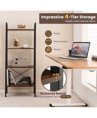 4-Tier Bookshelf Industrial Display Storage Shelf Plant Flower Stand Metal Frame