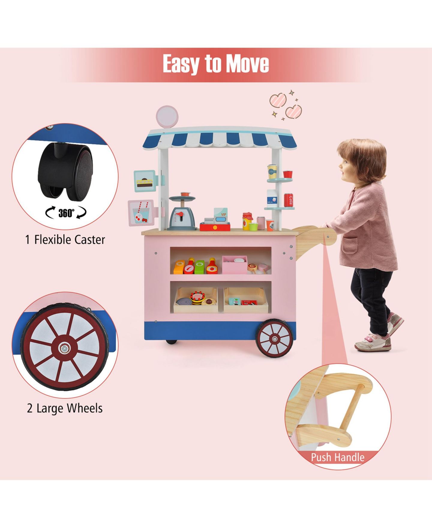 Детские игрушки Costway Food Cart 30-Piece Play Set, Ages 3+ — фото 7