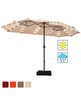 15Ft Patio Double-Sided Solar LED Market Umbrella Crank Base