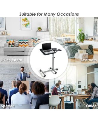 Adjustable Angle & Height Rolling Laptop Notebook Desk Stand Over Sofa Bed Table