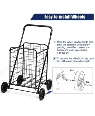 Folding Shopping Cart Utility Trolley Portable For Grocery Laundry Travel