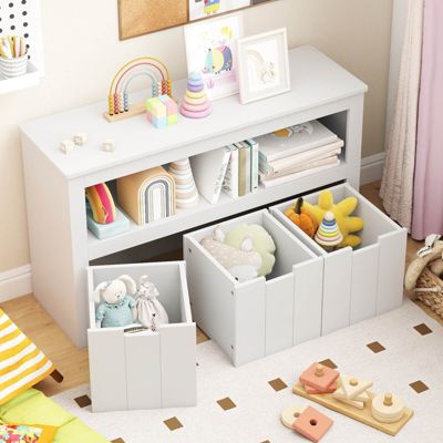 Kid Toy Storage Cabinet 3 Drawer Chest w/Wheels Large Storage Cube Shelf