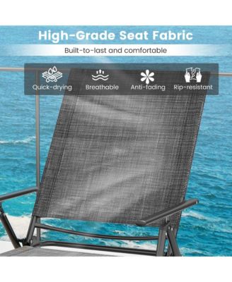 2 Piece Patio Folding Chaise Lounge Chairs with 6-Level Backrest Reclining Chairs