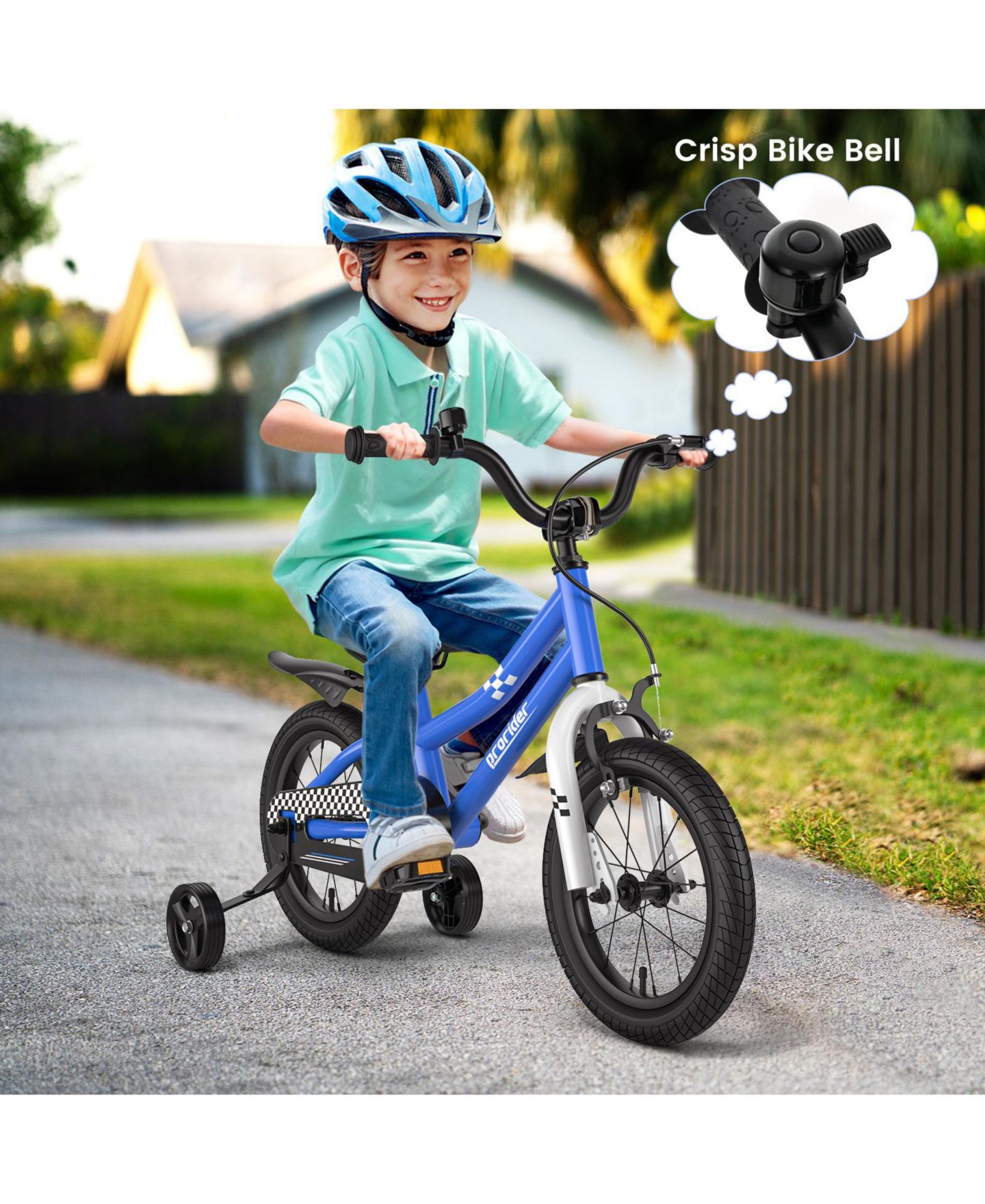 Детская игрушка Costway 14" Kids' Bike with Removable Training Wheels & Basket, Ages 3-5, цвет: Синий — фото 5