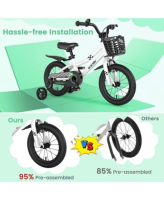 14'' Kid's Bike with Removable Training Wheels & Basket for 3-5 Years Old