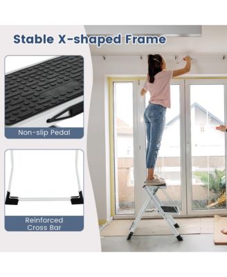 20'' x 19'' x 18''  2 Step Ladder Folding Step Stool 330lbs Capacity with Anti-Slip Pedal & Handle