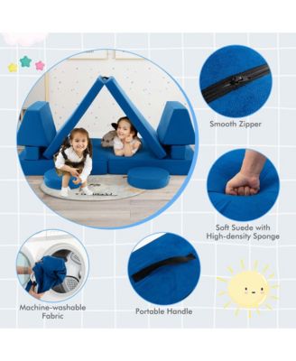 Kids Play Sofa Set Modular Convertible Foam Folding Couch Toddler Playset