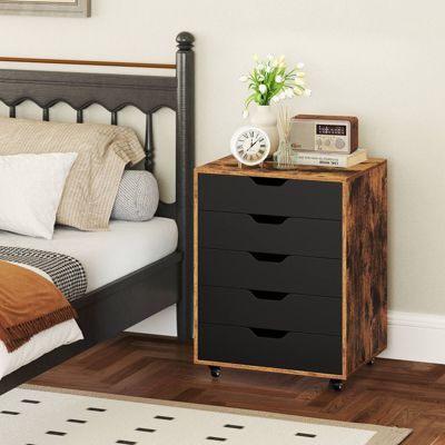 5 Drawer Chest Storage Dresser Floor Cabinet Organizer with Wheels
