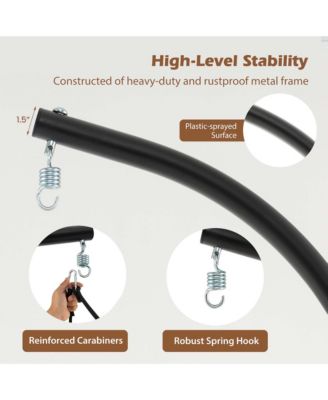 Hanging Swing Hammock Chair with Stand Metal Frame Woven Backrest Seat Cushions