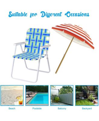 Set of 6 Patio Folding Web Chair Set Portable Beach Camping Chair Red