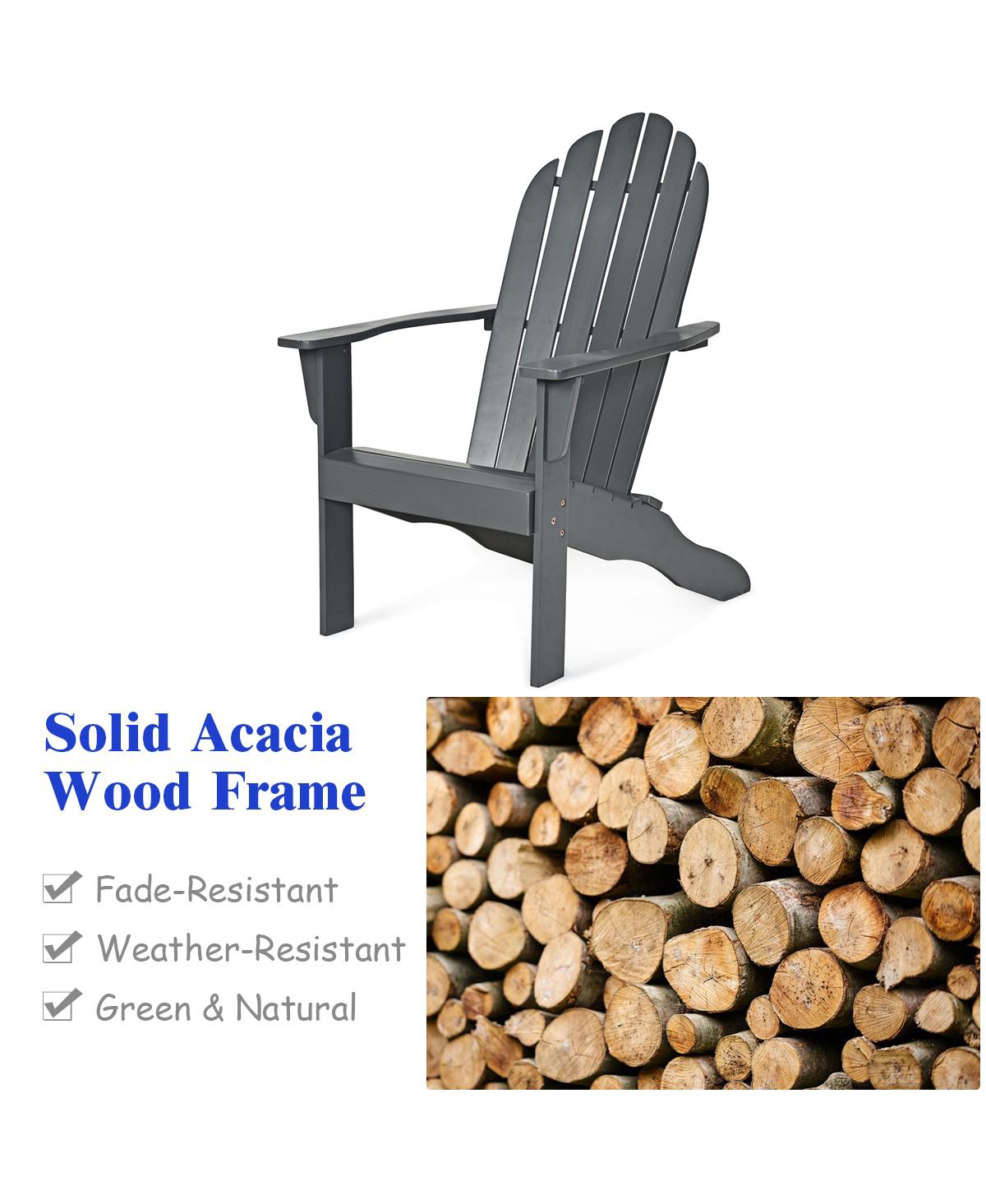 Costway Outdoor Adirondack Chair Solid Wood Durable Patio Garden Furniture
