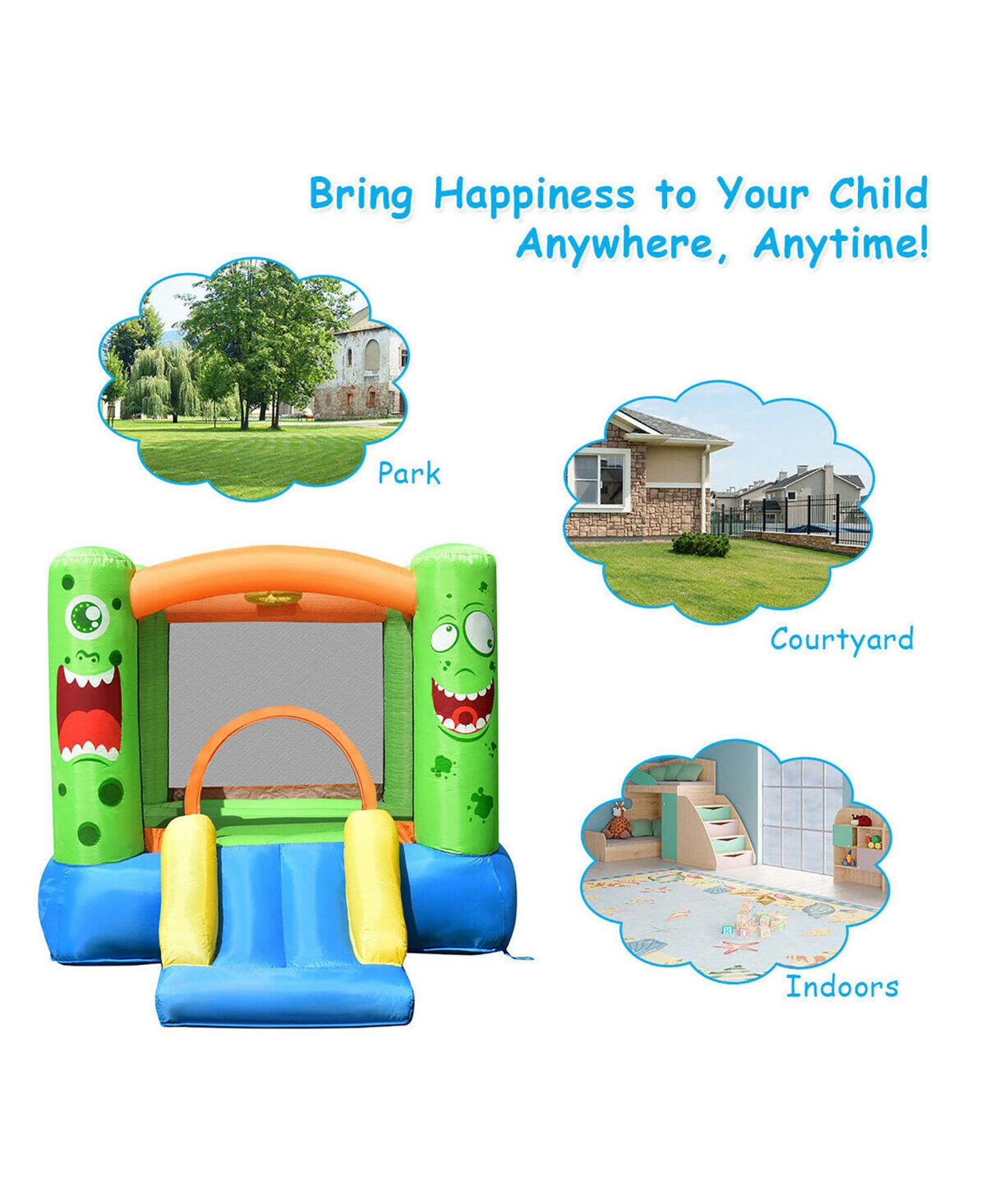 Детские игрушки Costway Jumper Castle Inflatable Bounce House with Slide & Basketball Hoop, 110"L x 83"W x 67"H, Ages 3+ — фото 8
