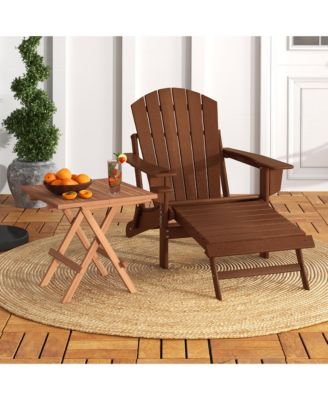 2 Pieces Indonesia Teak Wood Folding End Table Square Side Table w/ Slatted Tabletop Yard Natural