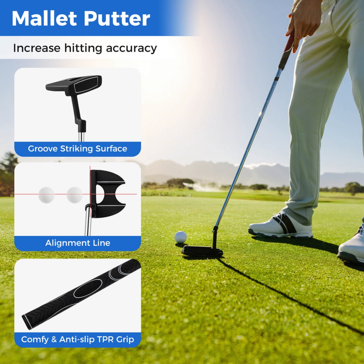 Costway Men's Complete Golf Clubs Package Set 10 Pieces Includes Alloy Driver