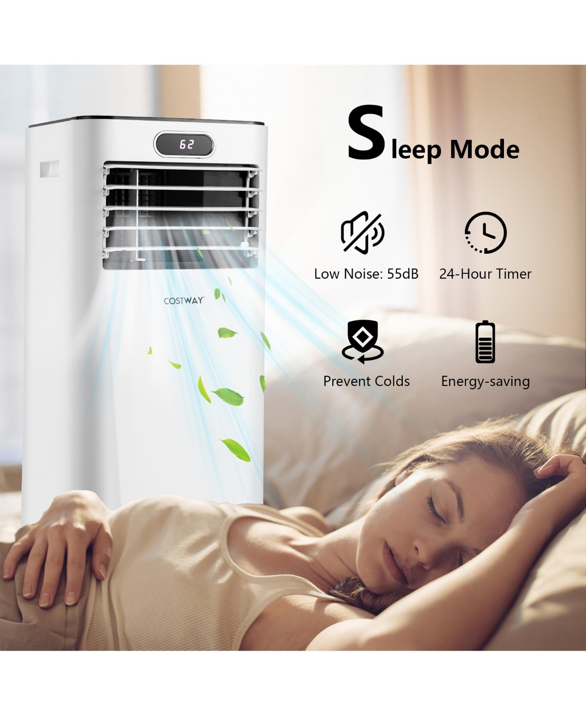 Costway 8000 Btu Portable Air Conditioner w/ Remote Control 3-in-1 Air Cooler w/ Drying