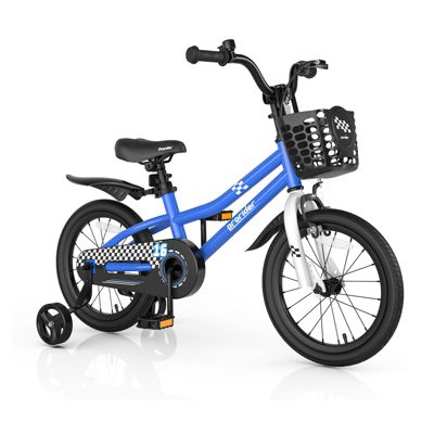 16'' Kid's Bike with Removable Training Wheels & Basket for 4-7 Years Old