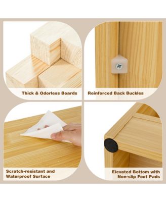 Kids 2-Shelf Bookcase 5-Cube Wood Toy Storage Cabinet Organizer