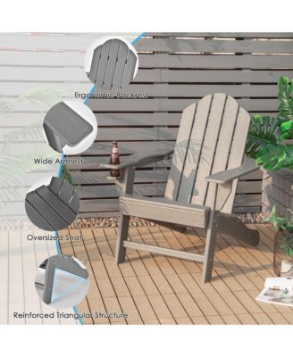 Patio Adirondack Chair Weather Resistant Garden Deck W/Cup Holder