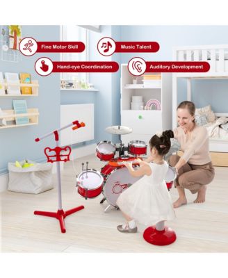 Jazz Drum Set for Toddler Kids Educational Toy w/Keyboard Cymbal