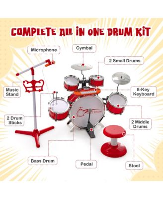 Jazz Drum Set for Toddler Kids Educational Toy w/Keyboard Cymbal