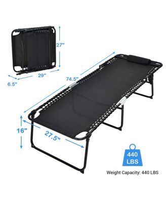 Folding Lounge Chaise Chair 4 Position Patio Recliner w/Pillow Sunbathe Chair