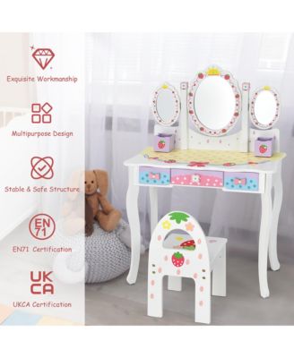 Kids Vanity Princess Makeup Dressing Table Chair Set