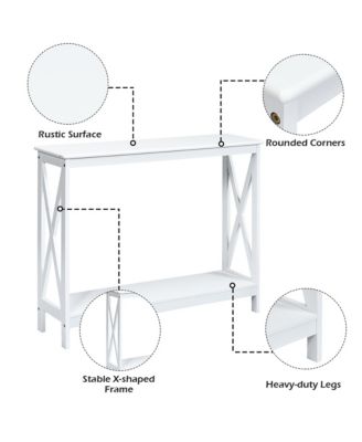 1 PC P2 MDF 2-Tier Console Table x-Design Bookshelf Sofa Side Accent Table