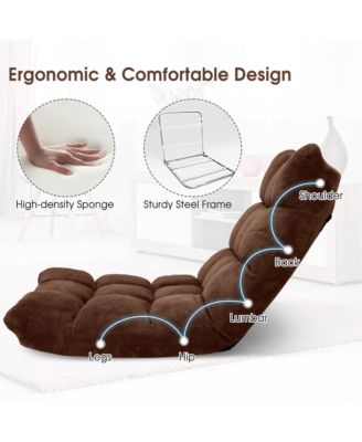 Adjustable 14-Position Floor Chair Folding Lazy Gaming Sofa Chair Cushioned