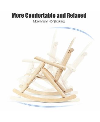 Log Rocking Chair Wood Single Porch Rocker Lounge Patio Deck Furniture