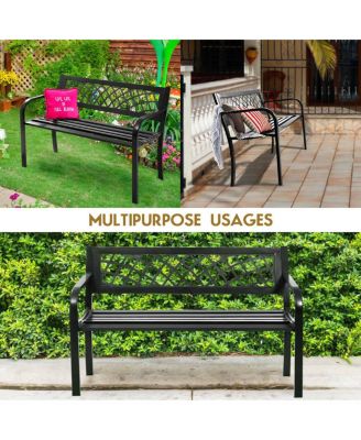 Patio Park Garden Bench Porch Path Chair Outdoor Deck Steel Frame