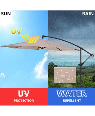 10' Hanging Umbrella Patio Sun Shade Offset Outdoor Market W/t Cross Base