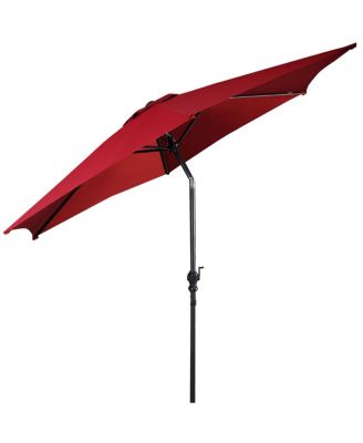 10FT Patio Umbrella 6 Ribs Market Steel Tilt W/ Crank Outdoor Garden