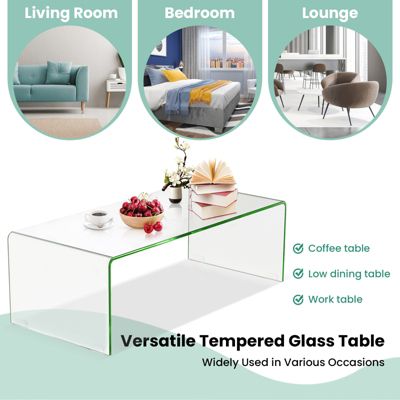 Tempered Glass Coffee Table Accent Cocktail Side Table Living Room Furniture