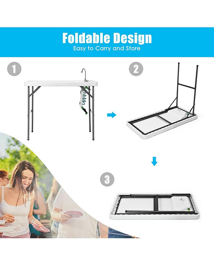 Ironmax Folding Fish Cleaning Table With Sink, Faucet & Sprayer - Portable Camping/Hunting