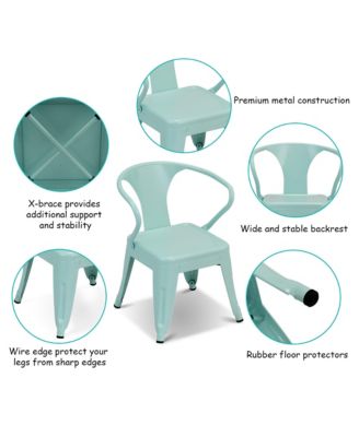 Set of 2 Kids Chair Steel Armchair Stackable Indoor Outdoor Furniture