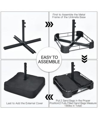 15FT Double-Sided Twin Patio Umbrella Outdoor Market W/ Crank & Base