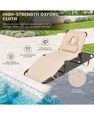Folding Chaise Lounge Chair Adjustable Outdoor Patio Beach Camping Recliner