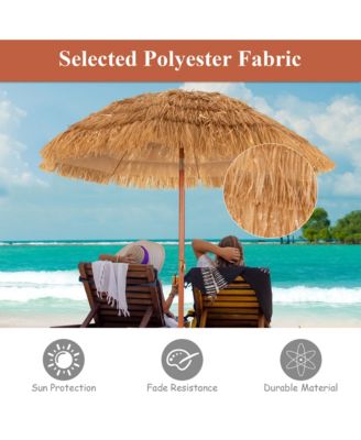 6.5 FT Thatched Beach Umbrella Tilt Tiki Hawaiian Patio Portable