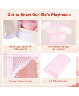 Kids Play Tent Large Playhouse Children Play Castle Fairy Tent Gift w/ Mat