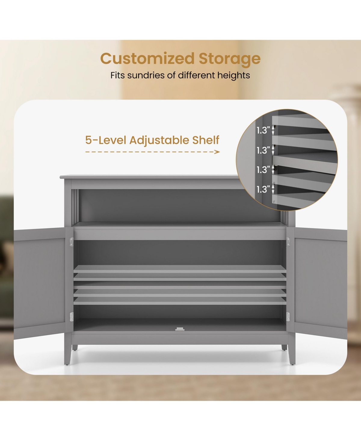 Costway Kitchen Sideboard Buffet Server Cupboard Storage Cabinet with 2 Doors