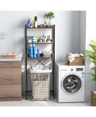 3-Tier Over-The-Toilet Bathroom Shelf Metal Frame Space Saver Rack with 4 Hooks