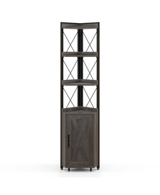 19" Metal, MDF, Engineered Wood 6-Tier Corner Bookshelf with 5-Level Adjustable Shelf & Anti-Tipping Kits